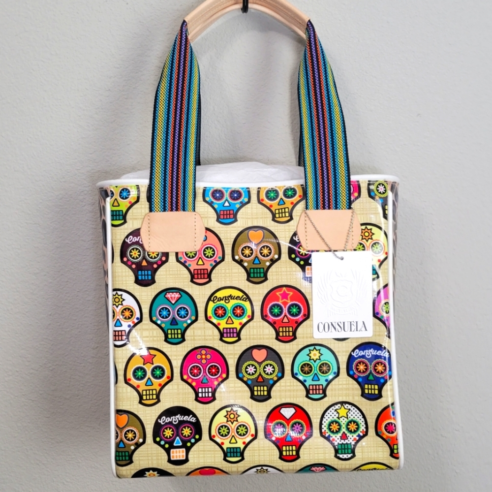 NWT Consuela Sug Classic Tote. Sugar Skulls with leopard RARE bag patter…